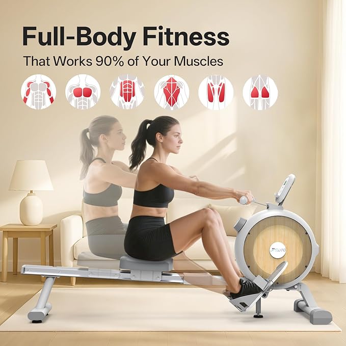 JOROTO Rowing Machine for Home Magnetic Rower Machines 350 LB Weight Capacity 16 Levels Resistance Bluetooth Row Machines with Dual Slide Rail LCD Monitor and Tablet Holder