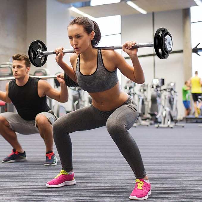 RitFit Olympic Rubber Grip Plates for Barbell, 2-Inch Weight Plates for Weightlifting and Strength Training in Home & Gym, Single, Pair and Sets(2.5/5/10/25/35/45 LB)