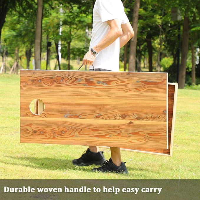 Solid Wood Premium Corn Hole Outdoor Game Set, 2 Regulation and Waterproof Cornhole Game Boards, with 8 Toss Bags, Perfect for Outdoor Indoor