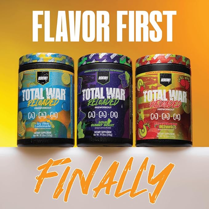 REDCON1 Total War Reloaded Pre Workout, Strawberry Kiwi - Creatine, Beta Alanine + L-Citrulline Malate Keto Friendly for Men & Women with 350mg of Caffeine - Fast Acting (30 Servings)