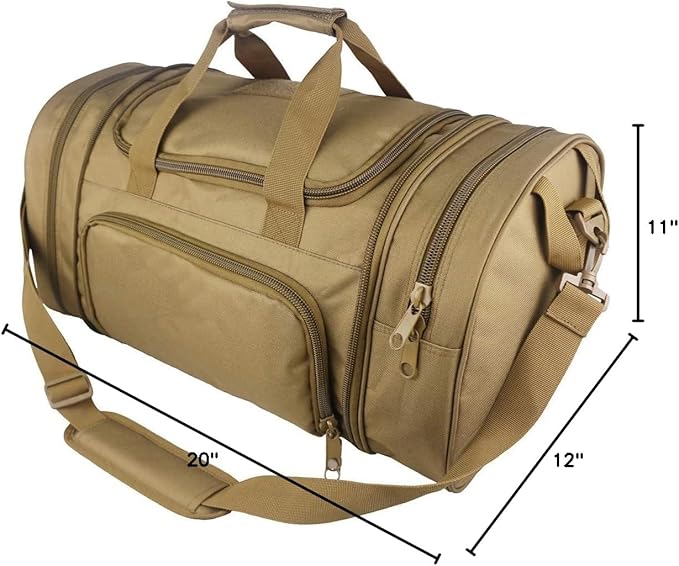 Tactical Travel Duffle Bag with Shoes Compartment Weekender Bags Carry On Overnight Bag For Men and Women Gym Sports Tote Pocket