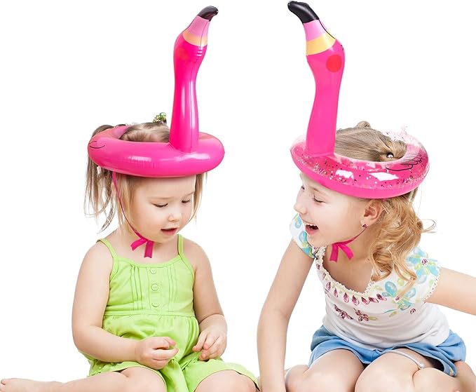 3 PCS Flamingo Inflatable Ring Toss Game - Pool Party Toys Supplies Luau Decorations
