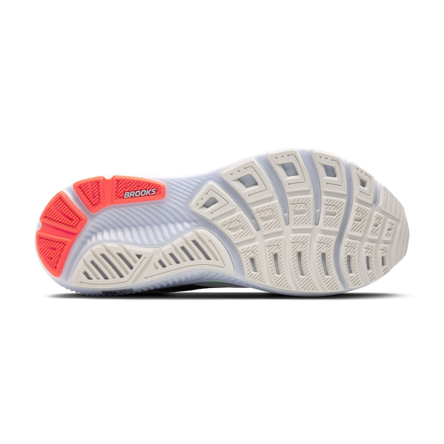 Brooks Men’s Ghost 17 Neutral Running Shoe - White/Pink Clay/Gecko - 8.5 Medium