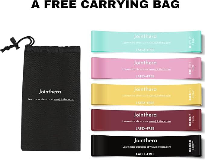 Premium Latex Free Resistance Bands for Working Out - Set of 5 + Carrying Bag | Non Latex Mini Loop Workout Bands Resistance for Women and Men | Physical Therapy, Legs Exercise and Pilates