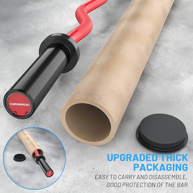 47" Olympic EZ Curl Bar 500-lbs Capacity Steel Barbell Suitable for 2" Weight Plates, 2-Inch Curl Bar for Weight Lifting,Hip Thrusts,Squat,Biceps-Home Gym Weight Bar