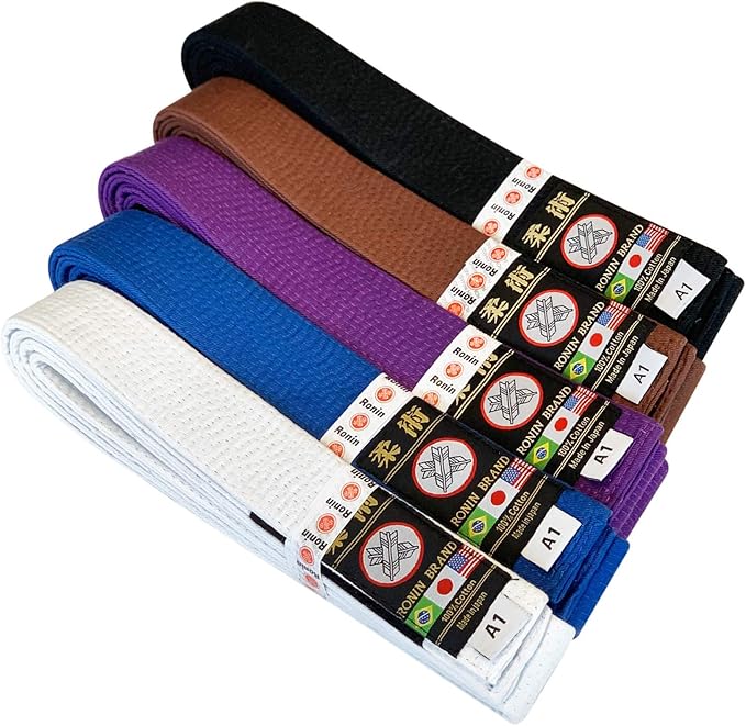 Ronin Brand - Japan Made Deluxe Jiujitsu BJJ Gi Belt - 1.75” wide-12 Row Stitching