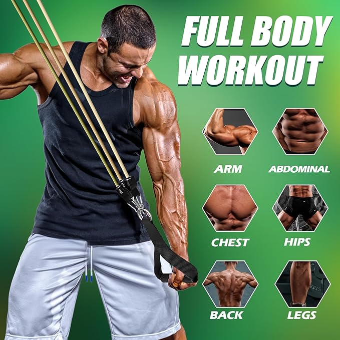 WHATAFIT Resistance Bands, Exercise Bands,Resistance Bands for Working Out, Work Out Bands with Handles for Men and Women Fitness, Strength Training Home Gym Equipment