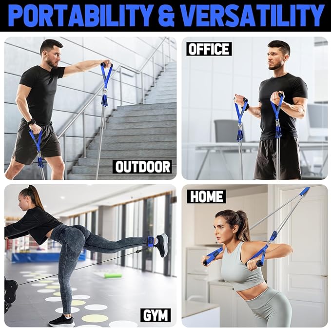 WALITO Resistance Bands Set - Exercise Bands with Handles, Door Anchor, Legs Ankle Straps, for Heavy Resistance Training, Physical Therapy, Muscle Training, Yoga, Home Workouts, Gym Equipment