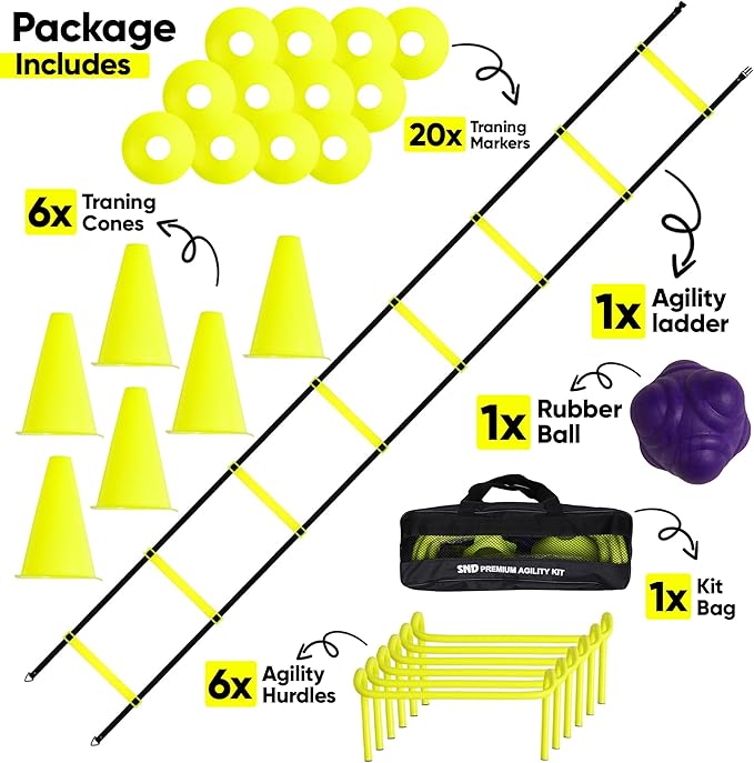 Agility Speed Ladder & Cones Football Training Equipment for Kids & Adults Kit Agility Training Footwork Drills | Hurdles Goalkeeper Training Equipment
