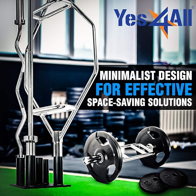 Yes4All Vertical Storage Rack, Home Gym Organizer, Barbell & Dumbbell Rack for 2-inch Olympic & Curl Bars