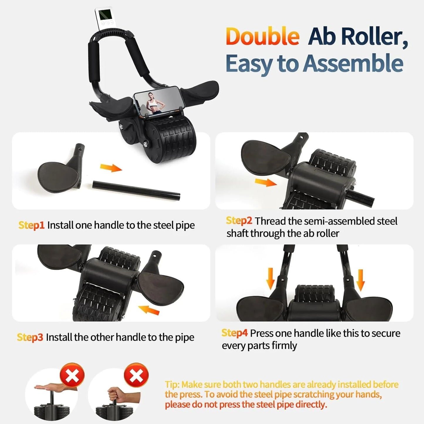 2026 Upgraded Ab Roller Wheel with Knee Mat &Timer