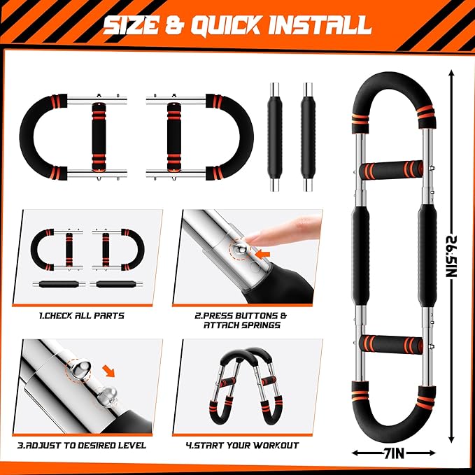 Twister Arm Trainer for Men - Adjustable 3-Level Resistance (60-110 lbs) Chest Exerciser, Arm Trainer & Home Gym Workout Equipment for Biceps, Triceps, Shoulders & Chest