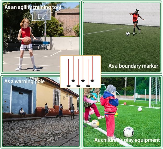 Soccer Basketball Training Poles Detachable Agility Poles Training Equipment, Slalom Drill Speed Training Pole