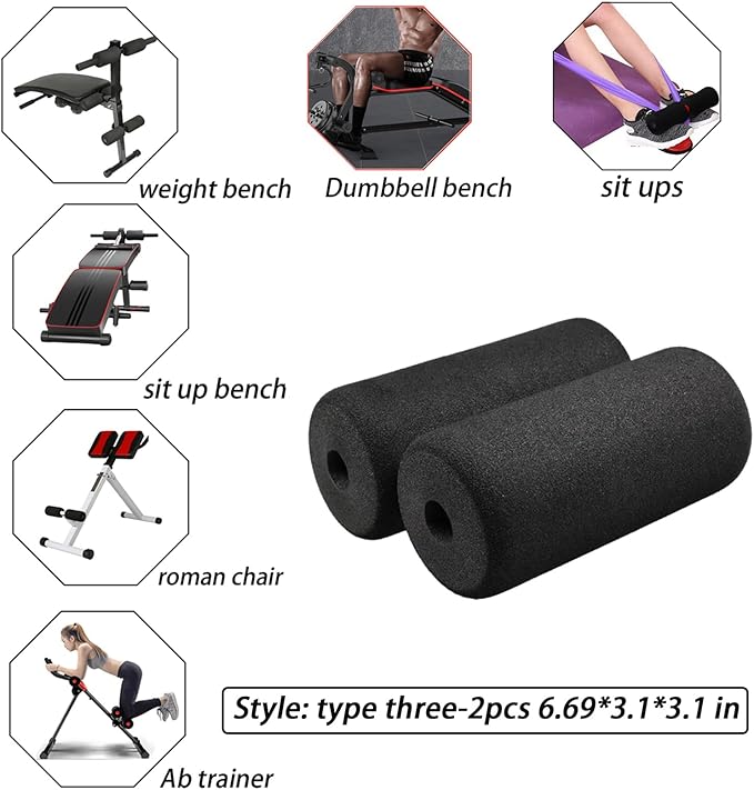 Protective Pads Cushion (6.69 * 3.1 * 3.1 in), Sponge Rollers for for Exercise Equipment Workout Machine-Sit ups, Barbell Bench