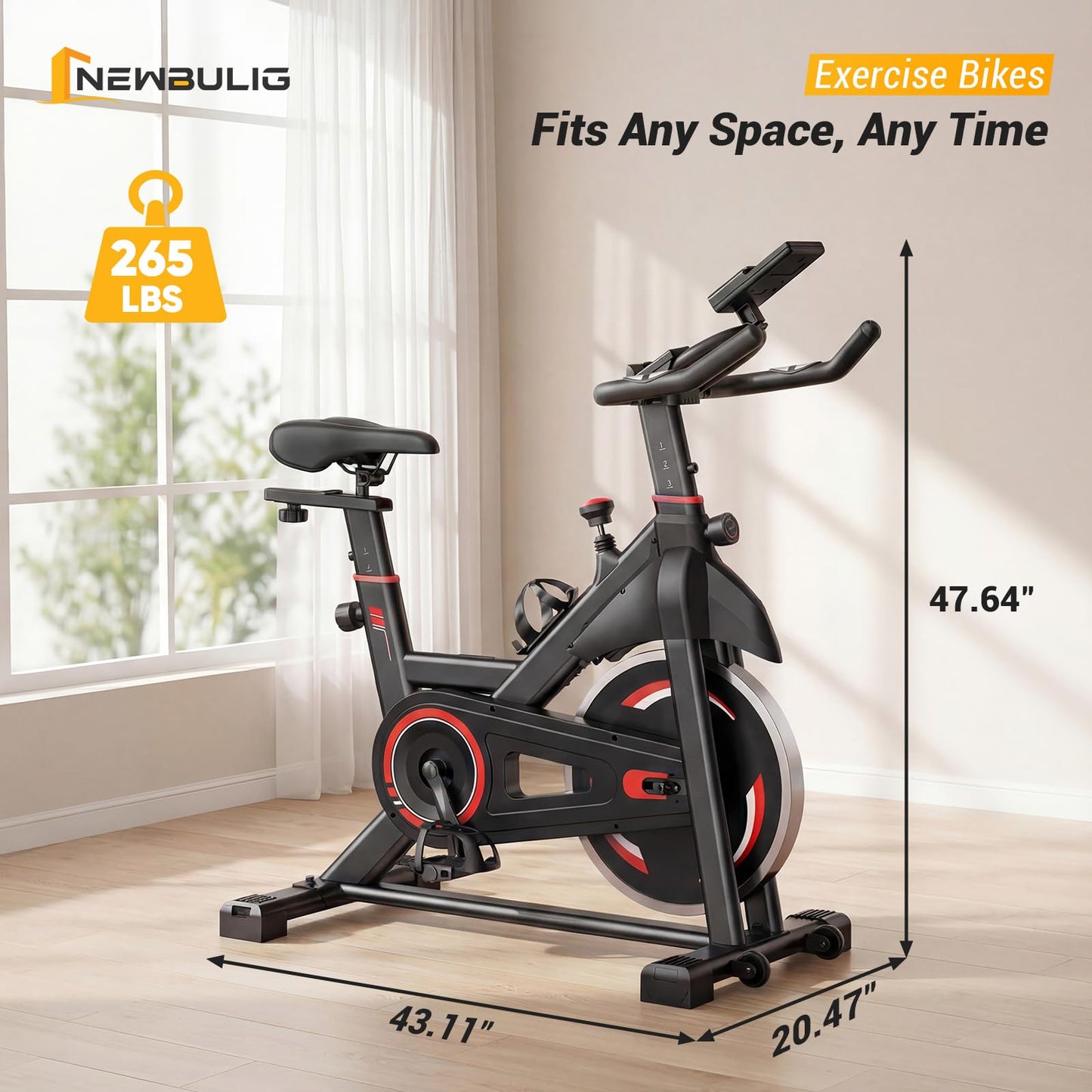NEWBULIG Exercise Bike with APP, Stationary Bikes for Home, Workout Bike for Adults & Seniors