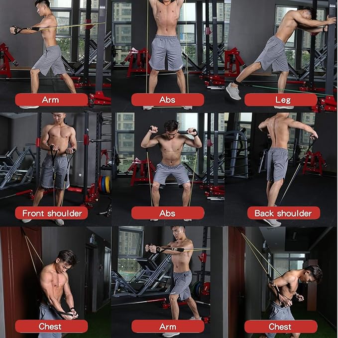 WHATAFIT Resistance Bands, Exercise Bands,Resistance Bands for Working Out, Work Out Bands with Handles for Men and Women Fitness, Strength Training Home Gym Equipment