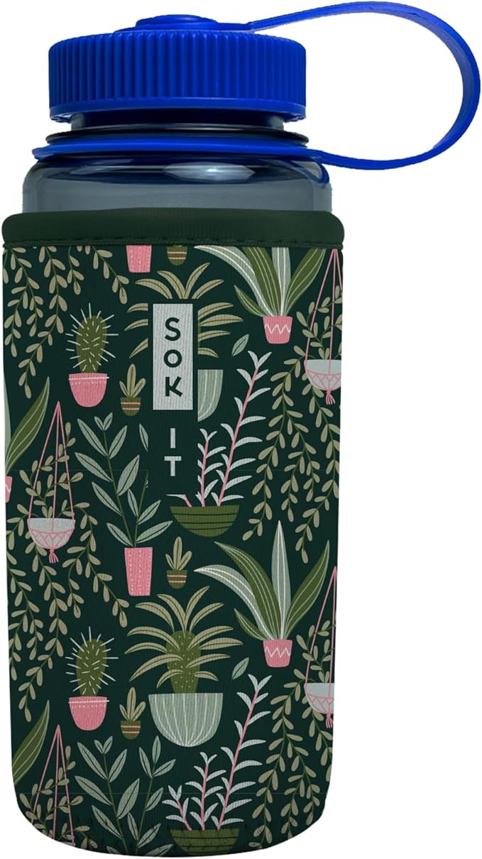 Sok It BotlSok Water Bottle Sleeve Insulated Neoprene Cover (Green Living, Fits 16oz CamelBak or Nalgene)