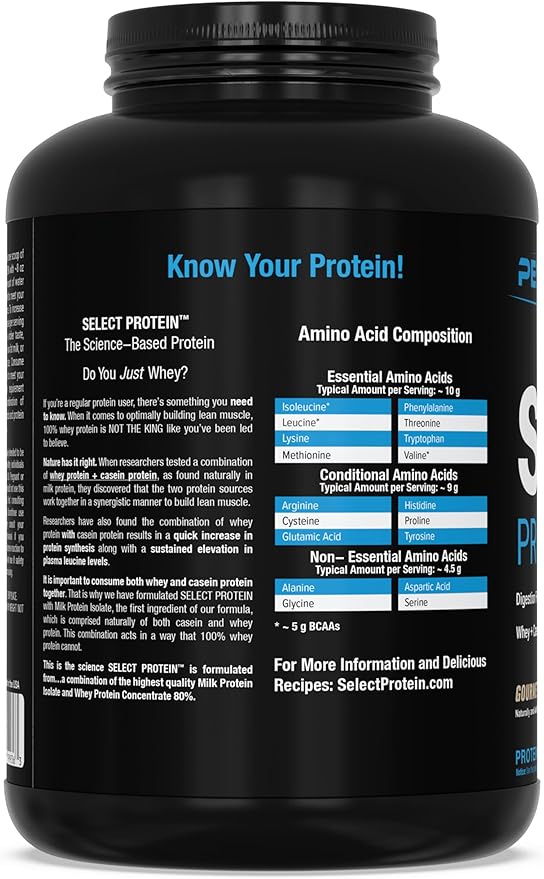 PEScience Select Protein Powder, Whey and Casein Blend, Clean Protein Powder for Women and Men, Low Calorie, Low Carb, Keto Friendly, Gluten Free - Gourmet Vanilla - 55 Servings