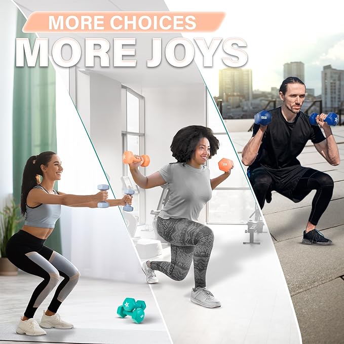 Yes4All Vinyl Hexagon Dumbbell - Dumbbells Set of 2 Hand Weights for Home Gym & Strength Training (2-15 lbs Weight Options)