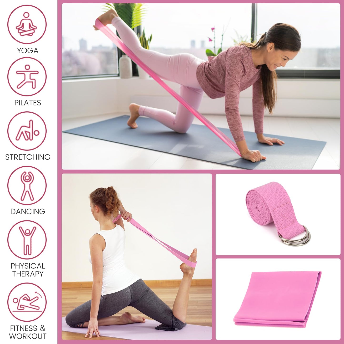 Foldable Yoga Mat and Blocks Set for Women with 2 Pack Yoga Blocks and Strap,Thin Non Slip Pilates