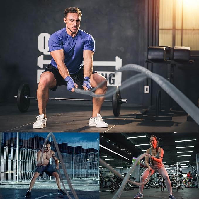 Battle Ropes Gray Workout Rope 1.5inch Battle Ropes for Home Gym 30ft Exercise Ropes for Working Out Heavy Ropes for Exercise Training Weighted Rope Weighted Workout Rope Battle Rope