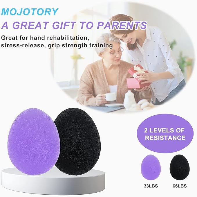 Stress Balls for Adults, Hand Exersicers for Strength, Squeeze Balls for Hand Therapy, Hand Exersice Balls for Hand, Finger and Wrist Training with Carrying Bag