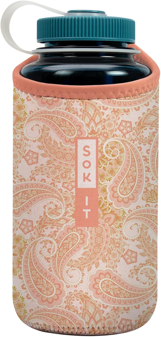 Sok It BotlSok Water Bottle Sleeve Insulated Neoprene Cover (Paisley Dreams, Fits 32oz Nalgene)