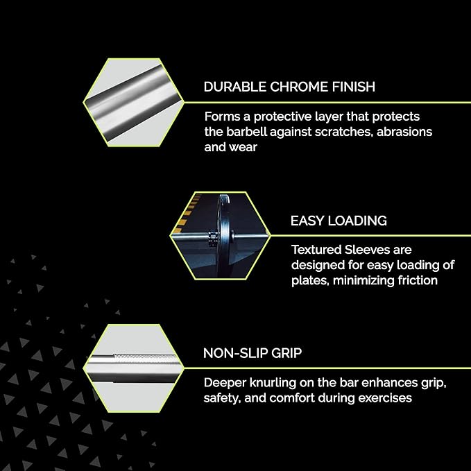 Invictus Men’s Barbell (7FT) (44LBS Bar Weight) (1500LBS Weight Capacity) Weight Training Barbell, Home Gym Fitness Essential, Strength Training Workout Bar, Portable Exercise Equipment