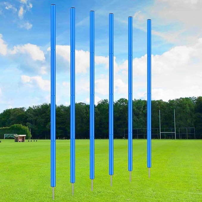 TOBWOLF 6PCS 6FT Adjustable Soccer Agility Training Poles, Detachable Sports Training Speed Sticks, Slalom Training Agility Pole Set, Outdoor Speed & Agility Turf Training Poles for Soccer Drills