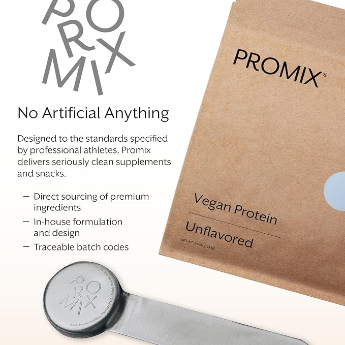 ProMix Nutrition Plant-Based Vegan Protein Powder, Unflavored - Pea Protein & Vitamin B-12 - Post Workout Fitness & Nutrition Shakes, Smoothies, Baking & Cooking Recipes - 2.5 Pound (Pack of 1)