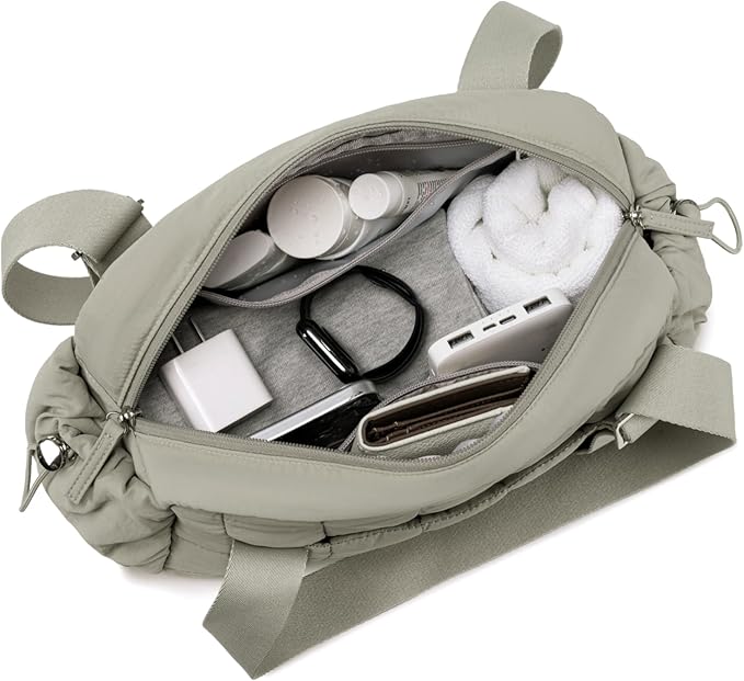 CAMTOP Mini Gym Bag for Women, Small Gym Tote Bag Puffy Quilted Sports Duffel Bag with Wet Compartment and Coin Purse Duffel Bags Dance Yoga Workout Bag