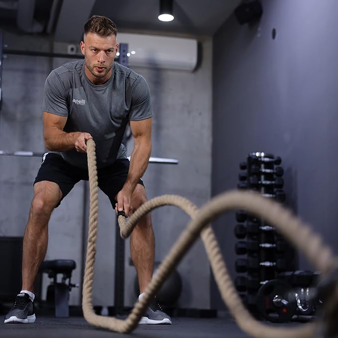 Capelli Sport Battling Ropes, Workout Battle Ropes for Strength Training and Cardio, Brown, 20 ft Length