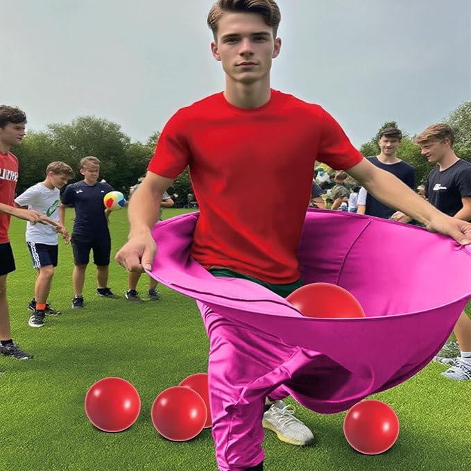 Granny Pants Yard Game Set - Giant Outdoor Party Game with 8 Bouncy Balls and Pump,Fun Family Reunion & Adult Yard Games for Groups (red)