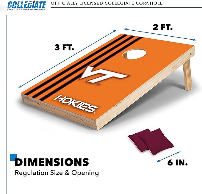 2' x 3' Solid Wood Cornhole Set with Direct Print HD Team Graphics – Great Gift for Any NCAA Fan! Bean Bag Toss Family Outdoor Games