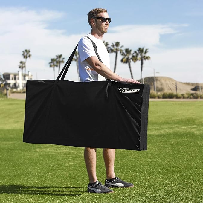 GoSports Regulation Size Wooden Cornhole Set with Natural Wood Finish - Includes Carrying Case