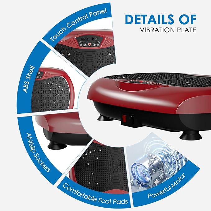 Vibration Plate Exercise Machine - Whole Body Workout Vibration Platform Lymphatic Drainage Machine for Weight Loss Home Fitness with Resistance Bands Remote
