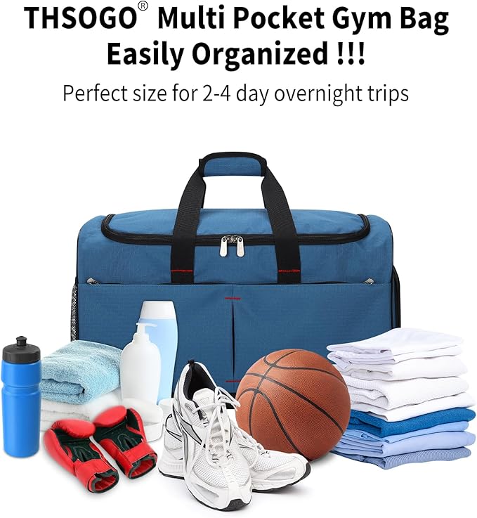 21 inch Gym Bag for Men with Shoe & Wet Compartment - 55L Duffle Bag for Travel Sport (Blue)