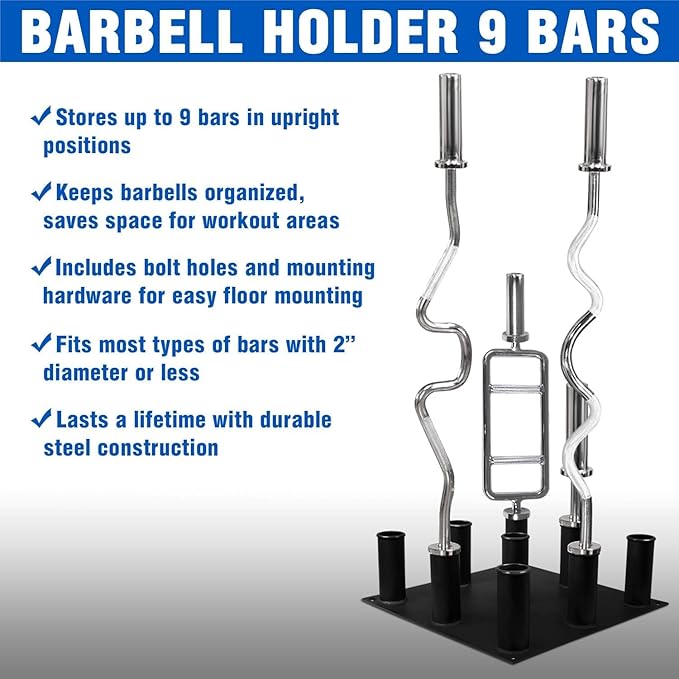 Yes4All Vertical Storage Rack, Home Gym Organizer, Barbell & Dumbbell Rack for 2-inch Olympic & Curl Bars