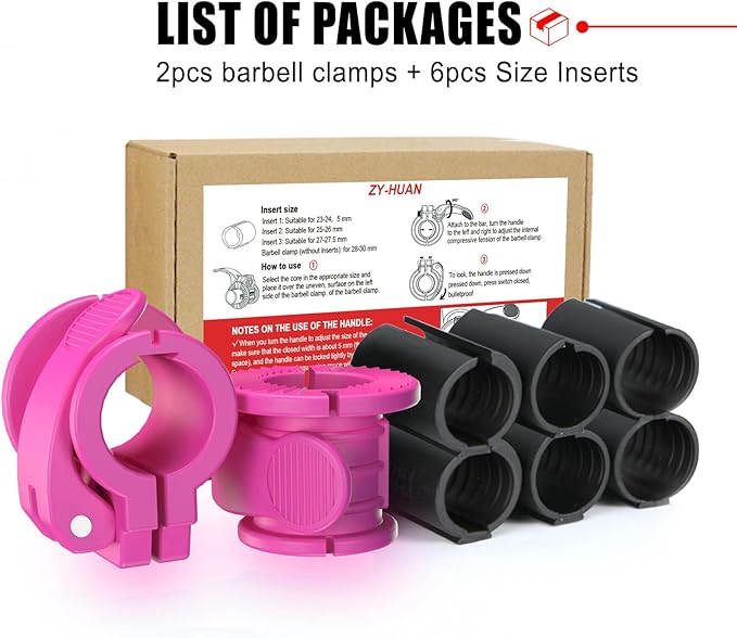 Barbell Clips 1 Inch Quick Release Weight Clamps 0.9-1.18inch Multi-Size Adjustable Olympic Clamps for Bars