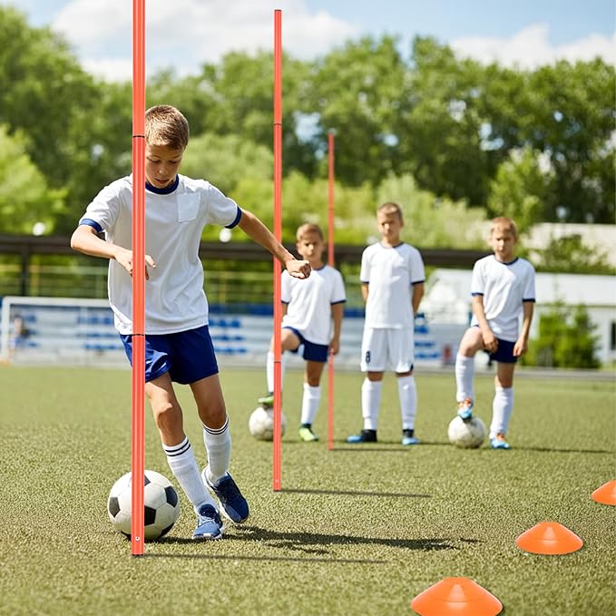 Soccer Agility Poles Set with Agility Ladder Soccer Cones Jump Rope Adjustable Detachable Soccer Agility Training Equipment for Speed Training