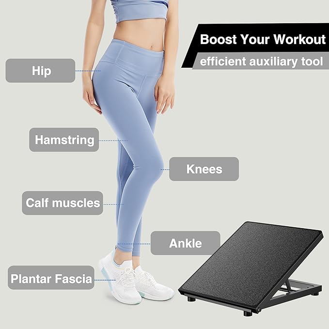 Professional Steel Slant Board Calf Stretcher Adjustable Balance Board with Non-Slip Surface for Ankle and Foot Stretching