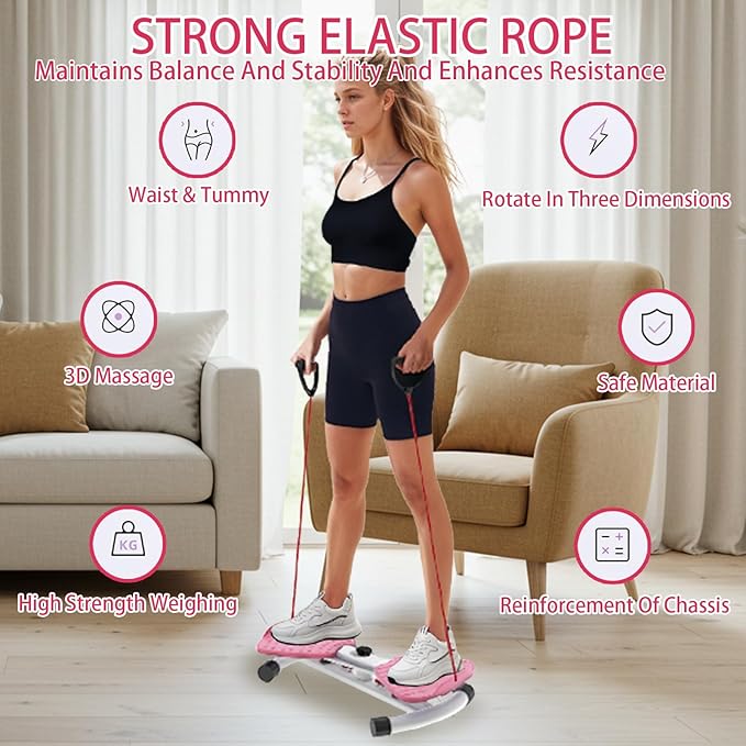 Waist Twisting Machine Board With Resistance Band - 350 Lbs Weight Capacity, 360° Rotating Waist Twister Noiseless Ab Twister Machine For Core Workout Abdominal Fat Loss