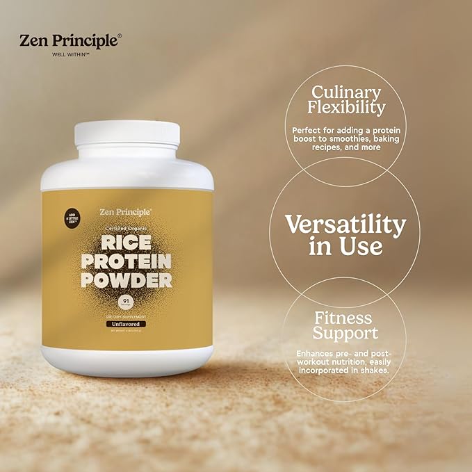 Zen Principle Organic Brown Rice Protein 6 LB. USDA Certified Organic. Unflavored. Non-GMO. Vegan.
