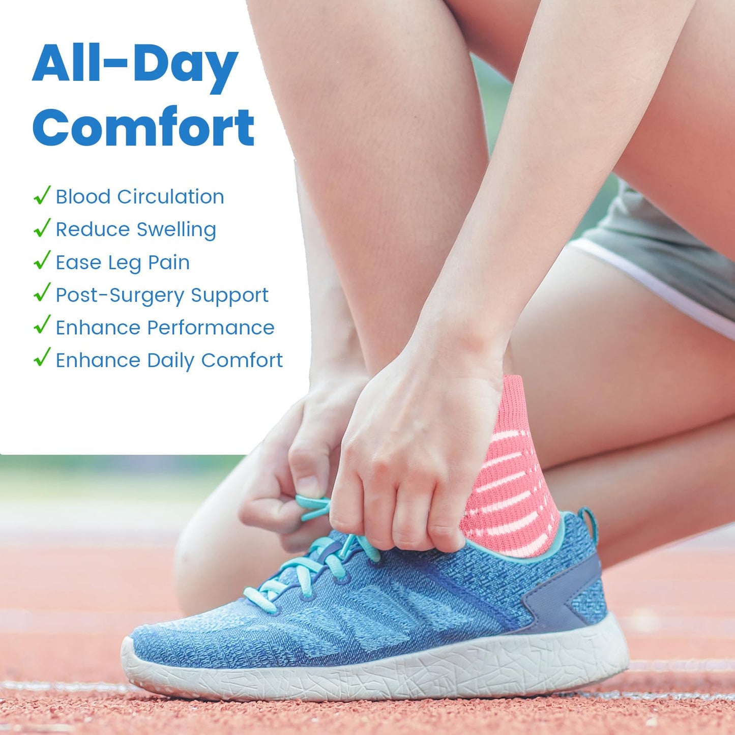 IRAMY Ankle Compression Socks for Women Men Plantar Fasciitis Relief Cushioned Athletic Running