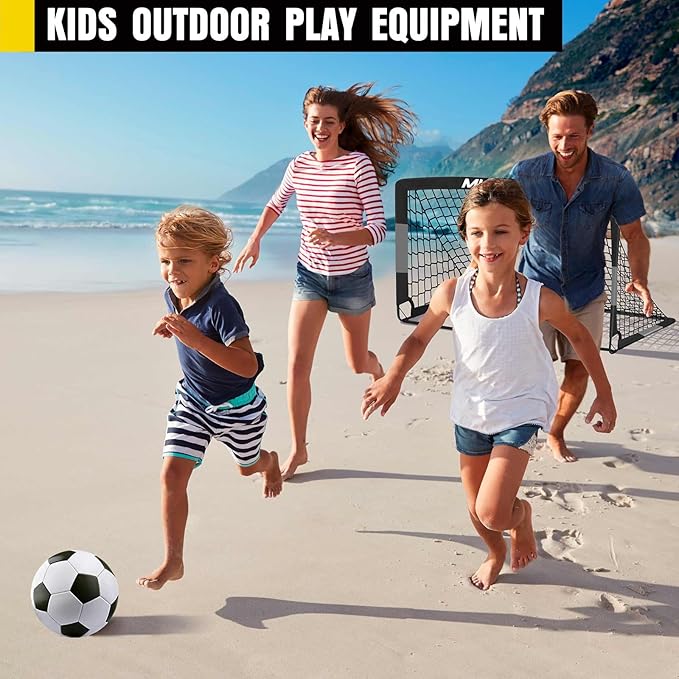 Soccer Goal, Kids Soccer Goals for Backyard Set, 2 Pack of Portable Pop Up Soccer Net with Soccer Ball, Cones, Complete Training Equipment for Youth, Toddler Outdoor Sports Games