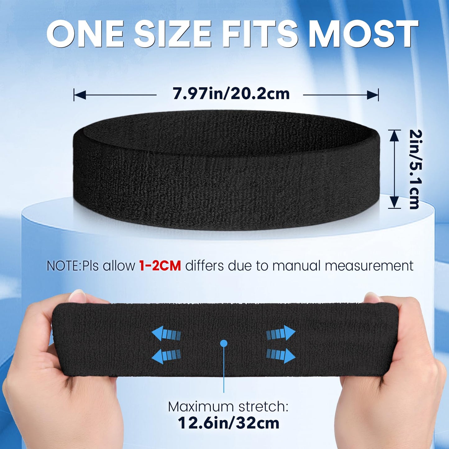 BEACE Sweatbands Sports Headband for Men & Women - Moisture Wicking Athletic Cotton Terry Cloth