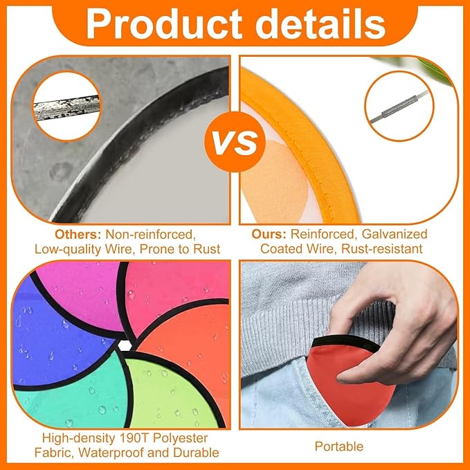 28PCS Foldable Flying Disc Fans with Bags, 9.8'' DIY Handheld Black Egde Fabric Folding Fan for Outdoor Game Activities Birthday Party Favors Gifts, 14 Colors