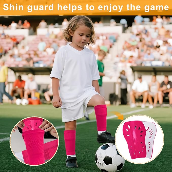 2 Pairs Shin Guards Soccer for Kids,Shin Pads Extra Lightweight Breathable Slide in Shin Guard for Football Training Match Outdoor Activities Protective Slip-in Shin Guards for Boys Girls