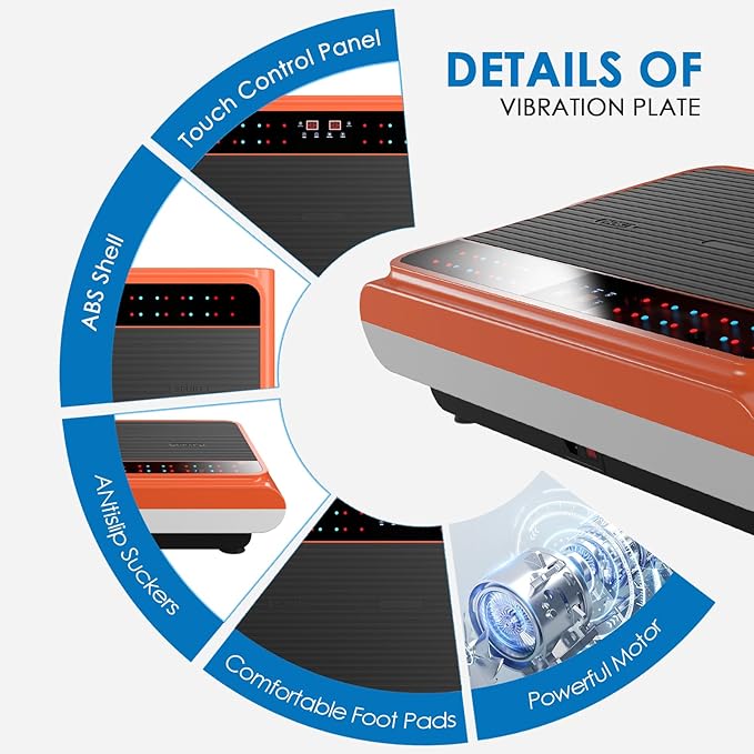 Vibration Plate Exercise Machine - Whole Body Workout Vibration Platform Lymphatic Drainage Machine for Weight Loss Home Fitness with Resistance Bands Remote