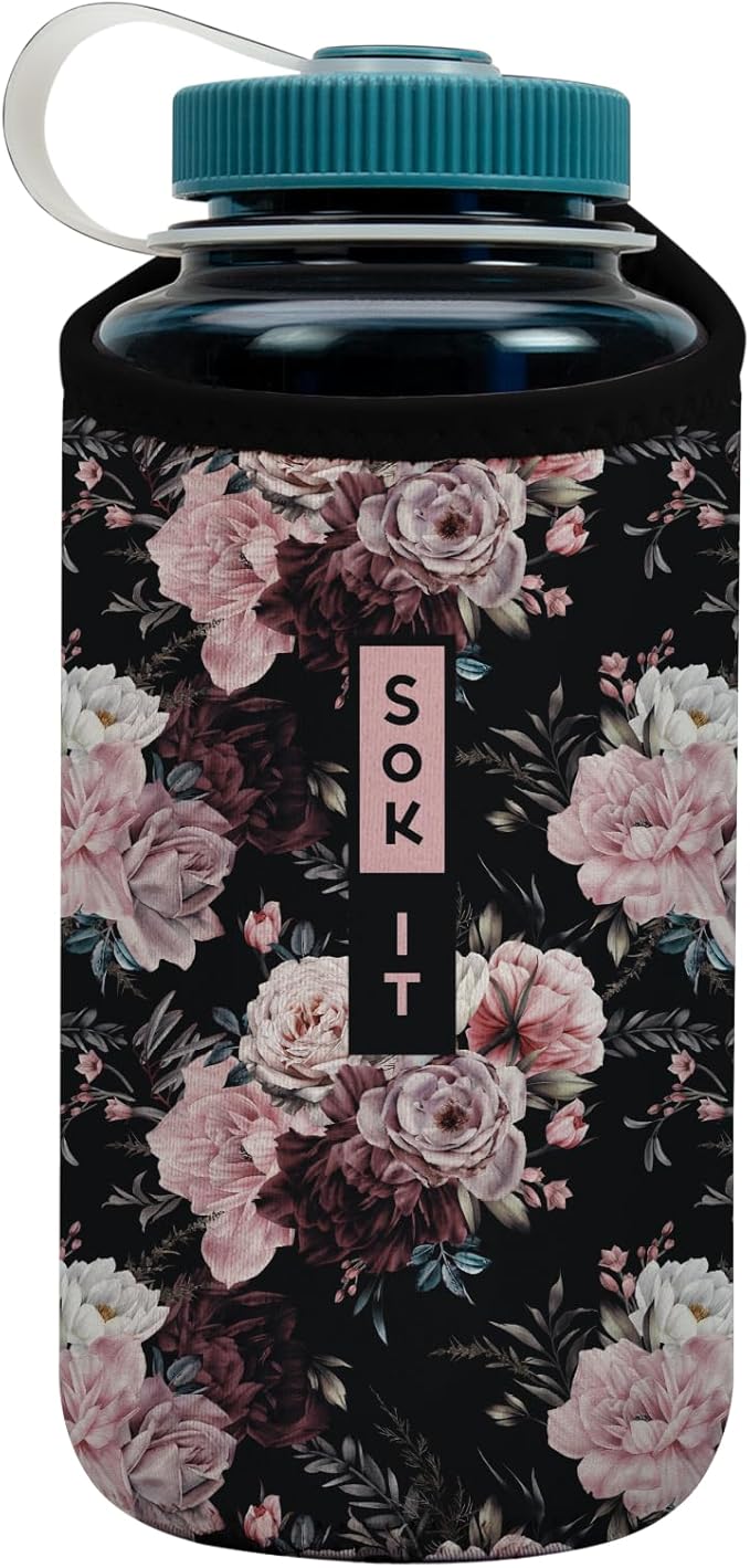 Sok It BotlSok Water Bottle Sleeve Insulated Neoprene Cover (Bloom at Night, Fits 32oz Nalgene)
